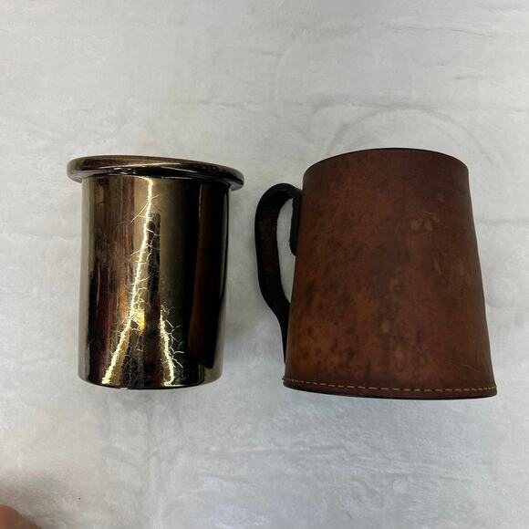 Vintage Real Hide Covered Ceramic Mug Made in England Flared Bottom 3632 - Picture 7 of 12